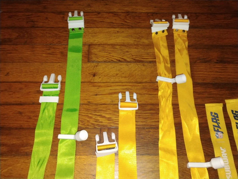 6 juegos de cinturones y banderas de fútbol americano con bandera de la NFL Subway Nerf Franklin verde amarillo Foto 4 de 4