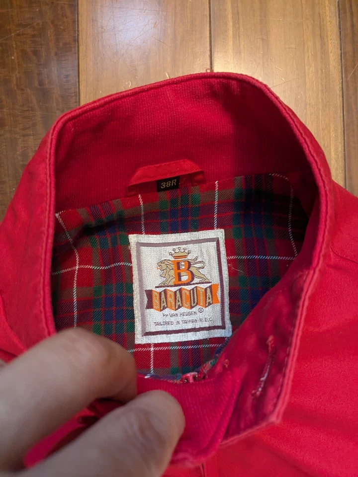 Chaqueta Blusa De Colección Baracuta Harrington G9 20x24 Cuadros Forrada Tartán Roja 38R Foto 3 de 4
