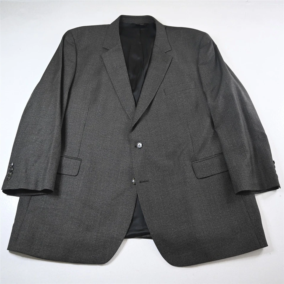 Jos A Bank 52L 44x34 Brown Houndstooth 100% Wool Mens Jacket Pants Suit - Image 2 of 4