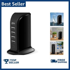 40W USB C Charger 6-in-1 Station, 5 USB Ports for Fast Charging Multiple Devices