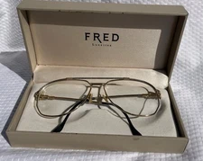 Vtg FRED France America Cup Glasses FRAMES Gold Silver Rope 140mm