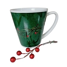 Vintage Christmas Mug Holly Sprig and Berry Holiday Festive Cup Rare