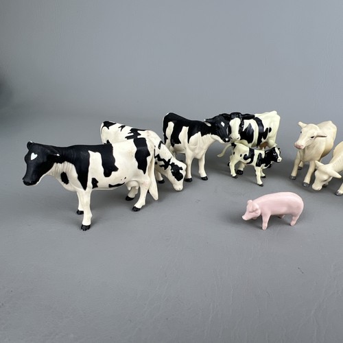 ERTL Vintage Holstein Black/White Grey Mother Cow & Calf Pig Toy Lot of 9 Rare - Picture 3 of 9