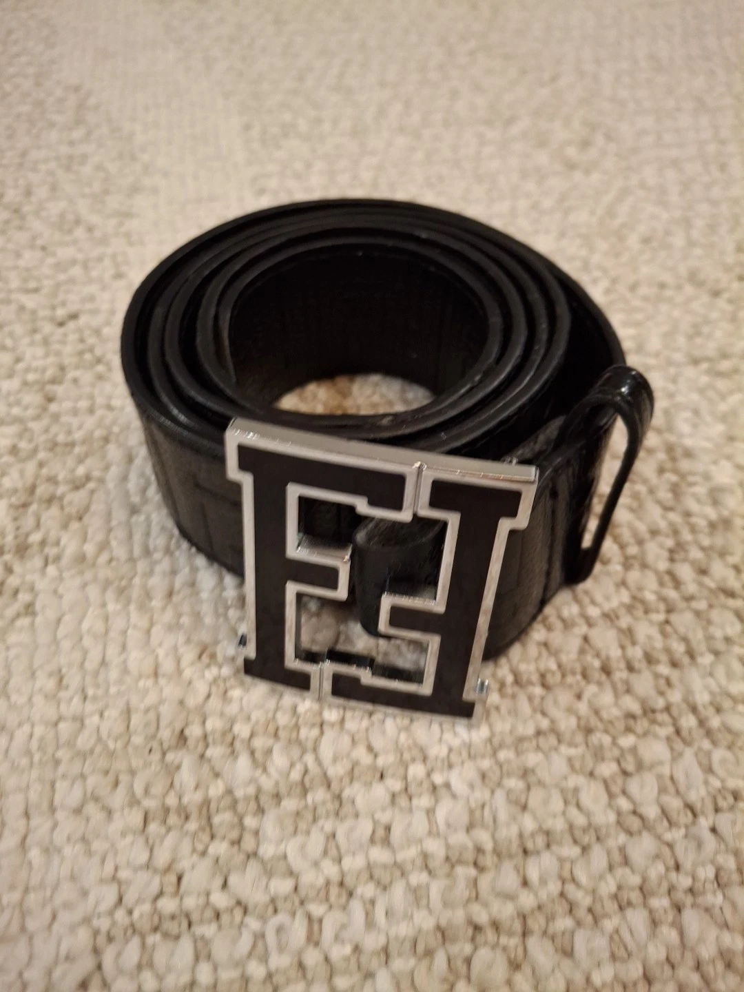 Cintura Fendi nera grigia Zucca 48 120