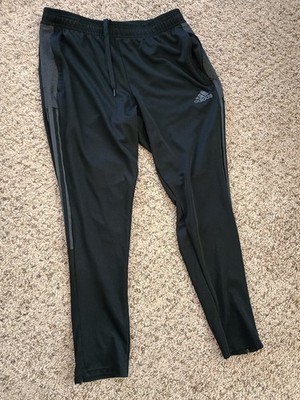 adidas Training Pants Mens L  BLACK hidden 3 STRIPEs LEG RUNNING FITNESS unique