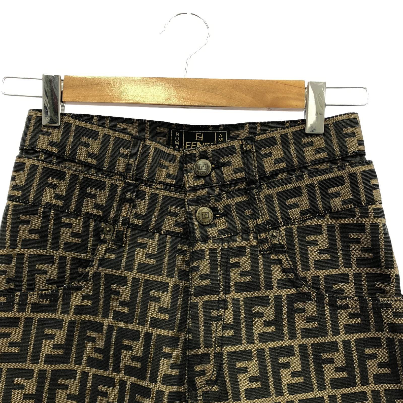 FENDI FF logo pattern Pants polyester Brown Used … - image 3