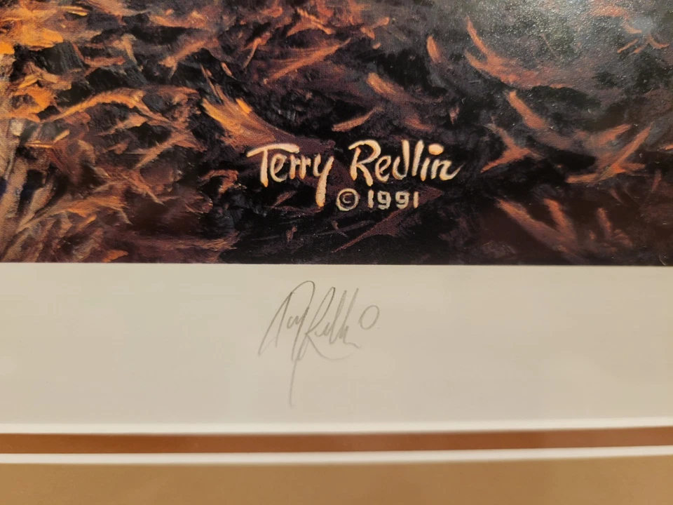 TERRY REDLIN OTOÑO NOCHE PERSONALIZADO ENMARCADO Y MATE FIRMADO CERTIFICADO DE AUTENTICIDAD 40 x 28 EDICIÓN LIMITADA Foto 4 de 4