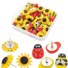 30Pcs Flower Push Pins Cork Notice Board Thumb Tacks Lady Bird Pushpin Map Pins