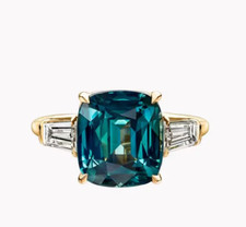 Teal Sapphire Ring-Silver Ring-Mother's Day gift- birthday gift For Her