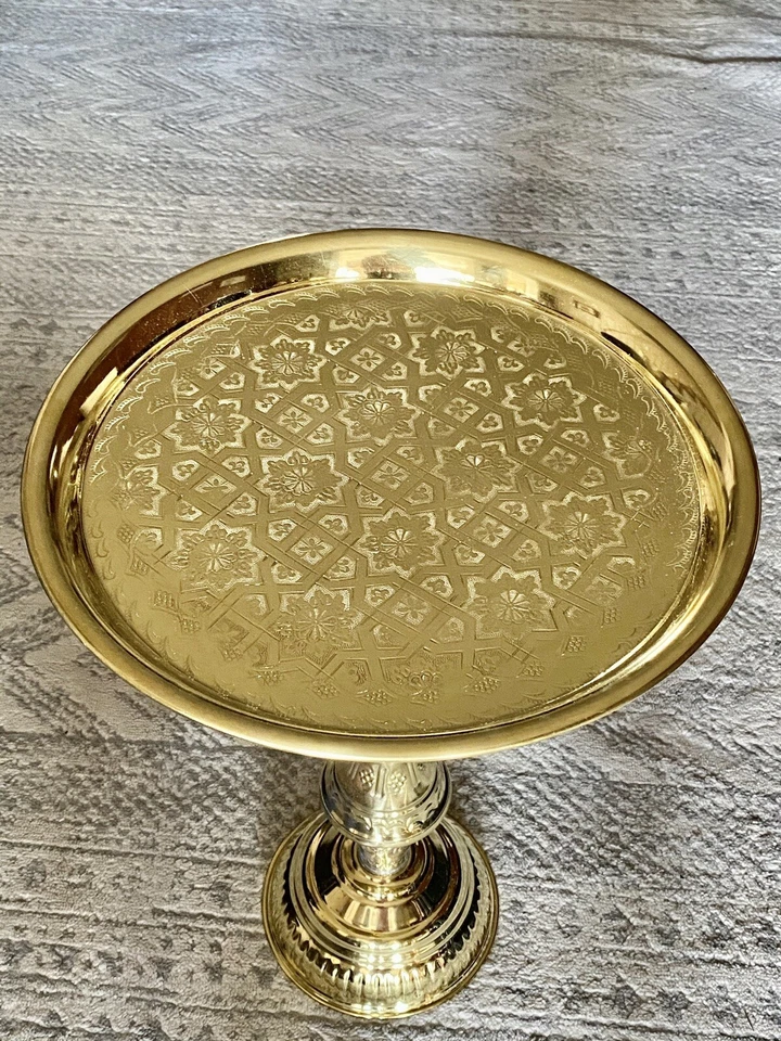 Authentic traditional Moroccan Brass Table Serving Tea Tray Table - Image 3 of 4