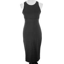 Athleta Deep Breath Bralette Dress Womens Size S Solid Gray Stretch Knit Midi