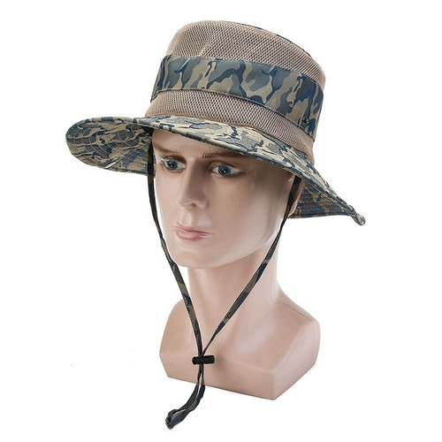 Unisex Wide Birm Sun Hat Camouflage Bucket Mesh Boonie Cap Fishing Hiking - Picture 17 of 19