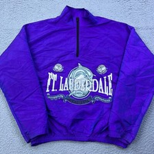 VTG 1994 Ft Lauderdale Windbreaker OS Purple 1/4 Zip Pullover Dolphin USA Made