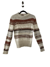 Vintage Mariea Kim Pullover Striped Knitted Sweater Cream Women  s Size Small