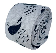 Frederick Thomas Men-S Cravatta Avorio Crema Cotone Con Balena Nautico Design