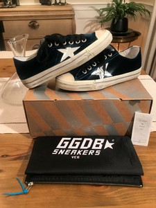 golden goose blue velvet sneakers