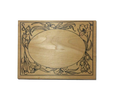 Double D Oval Flowers And Leaves Frame S5040 Wood Mounted Rubber Stamp