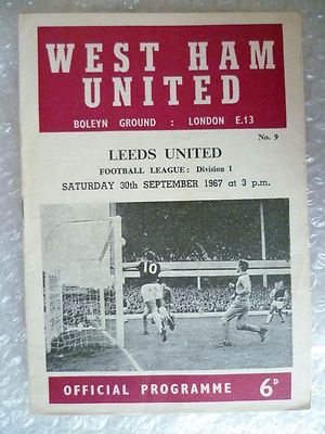 1967 WEST HAM UNITED v LEEDS UNITED, 30th Sept (League
