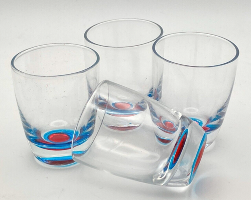 Starbucks Kaffee Espresso Schnapsgläser 4er Set roter & blauer Boden Vintage 2005 - Bild 7 von 11