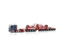 WSI Models Scania Mcfadyens; Scania S Highline Cs20h 8x4 Wind Mill Trailer With 4 Axle Dolly 7 Axle 1:50 01-4214