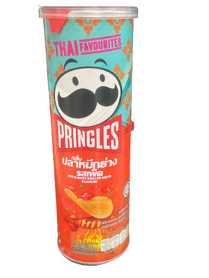 Pringles Hot & Spicy grilled squid flavour potato chip 102 g  X 4
