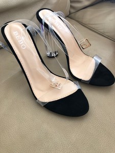 heels with plastic straps