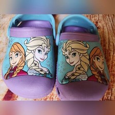 Disney Frozen Crocs Kids Clogs Anna Elsa Blue Purple Slip On Shoes
