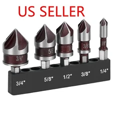 5pcs HSS Countersink Drill Bit 5-Flute M35 Cobalt Chamfer Cutter 82?? 1/4"-3/4"
