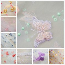 Tulle Fabric 3D Butterfly Embroidered Mesh Cloth 51'' Width By Yard