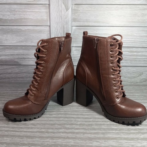 Soda Malia Boots Women's Brown Low Faux 