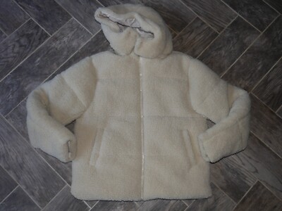 WOW Women's Off-White Faux Fur Jacket ASOS Design M Sherpa