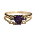 10k yellow gold .005ct SI1 H diamond heart amethyst gemstone ring 1.8g antique 7 — photo 1