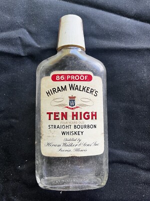 Vintage Hiram Walker s Ten High Straight Bourbon Whiskey One Pint Empty