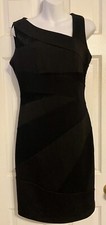 Adrianna Papell Womens Cocktail Dress Size 6 Black Soft Lined Stretch LBD Sheath