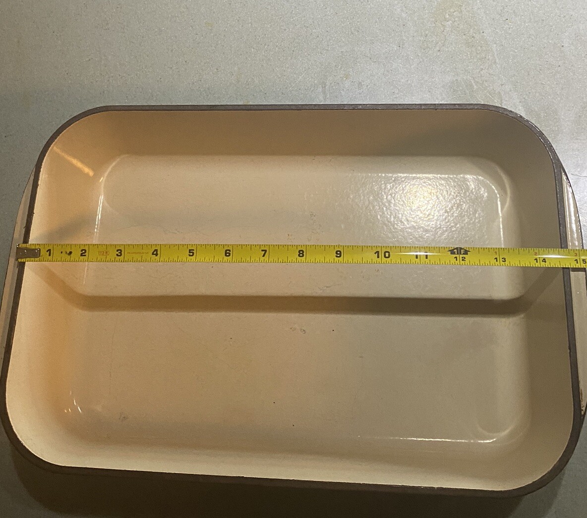 VINTAGE Le Creuset LARGE 15x10 Brown Lasagna Baking Pan SWING HANDLE