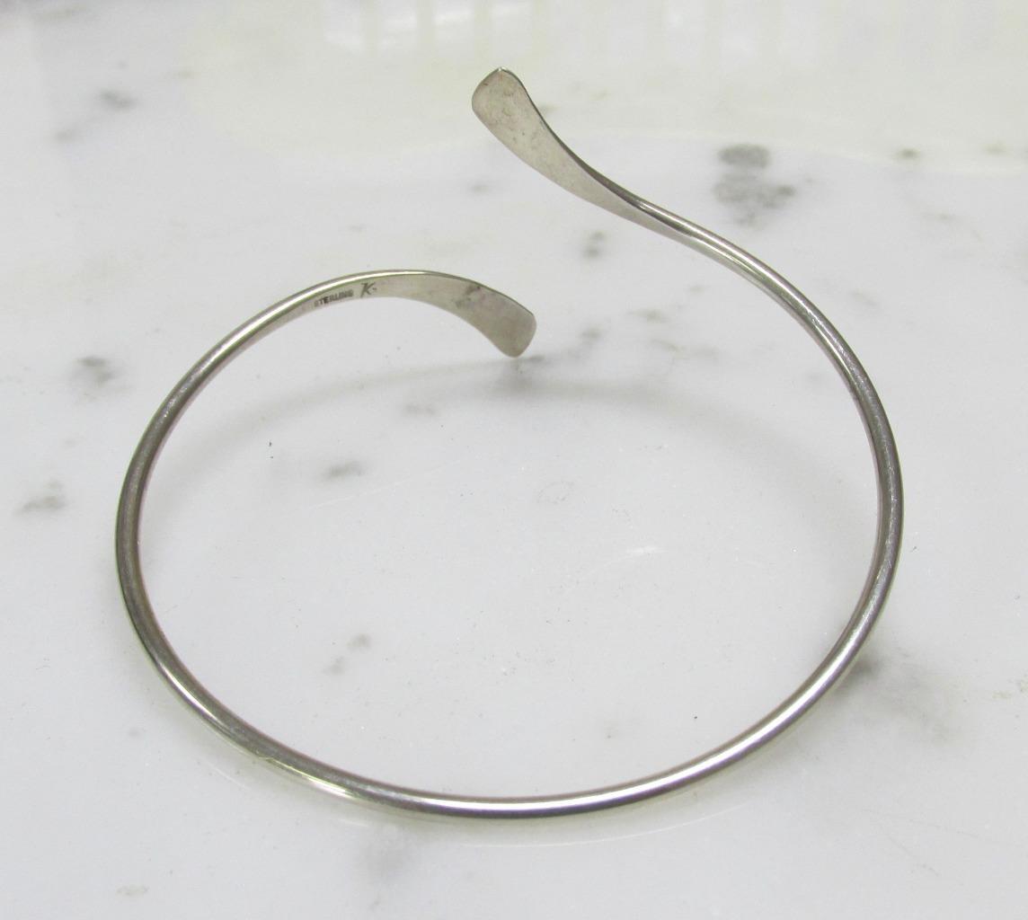 Thin Sterling Silver Wrap Design Bangle Bracelet … - image 3