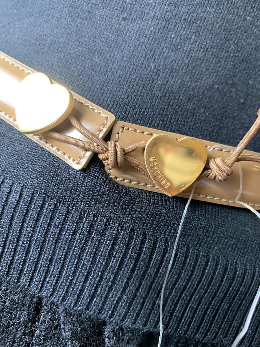 NWT Moschino Belt .Gold double Heart with Logo All  display picture 1