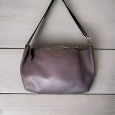 Guess Dark Purple Logo Faux Leather Handbag Simple Vintage Vegan Medium Purse 