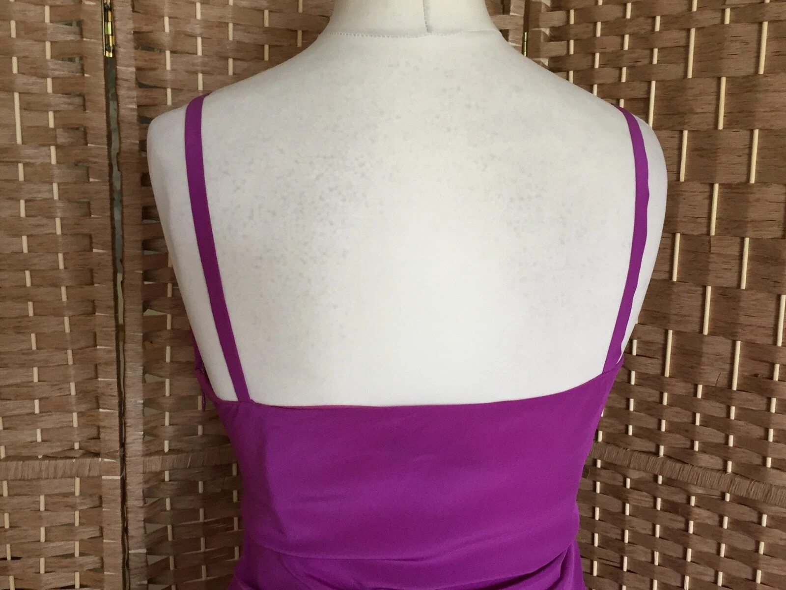 DSQUARED2 Abito nuovo con etichette D Squared2 viola viola 100% seta con spalline taglia 42 8 10 L39” RUCHED