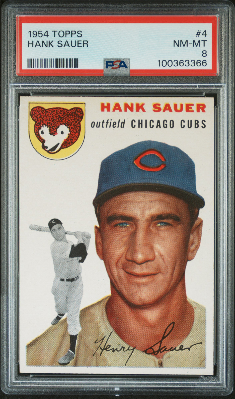 1954 Topps #4 Hank Sauer PSA 8
