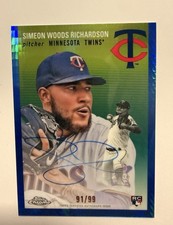 2023 Topps Chrome Platinum Simeon Woods Richardson Blue ON CARD ROOKIE AUTO /99. rookie card picture
