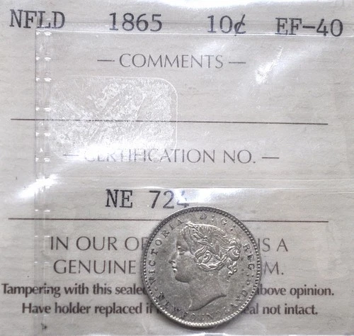 1865 Newfoundland 10 Cents — photo from the most recent tracked eBay sale