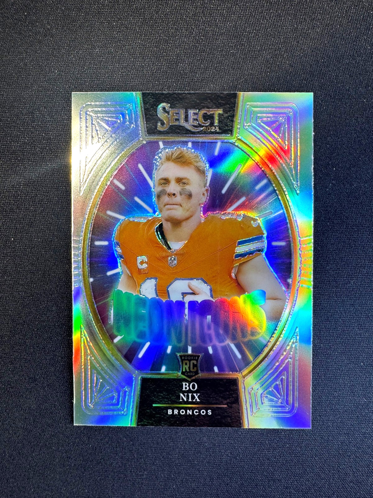 2024 Select Bo Nix RC Neon Icons Silver Prizm HOLO #14 Denver Broncos Rookie