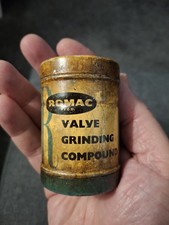 Vintage Romac Motor Valve Grinding Compound Tin Oil Can Advertising Garage Esso