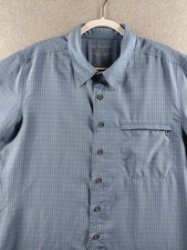 Eddie Bauer Men  s Shirt Size L Tall Blue Plaid Button Up Short Sleeve Polyester