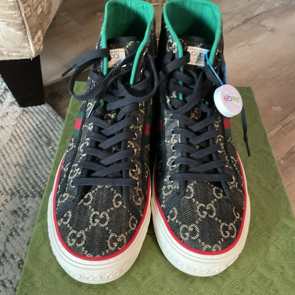 New Gucci Men's Sneaker Hi Top GG Monogram Tennis 1977  Size UK10.5/US 11   - Image 3 of 4