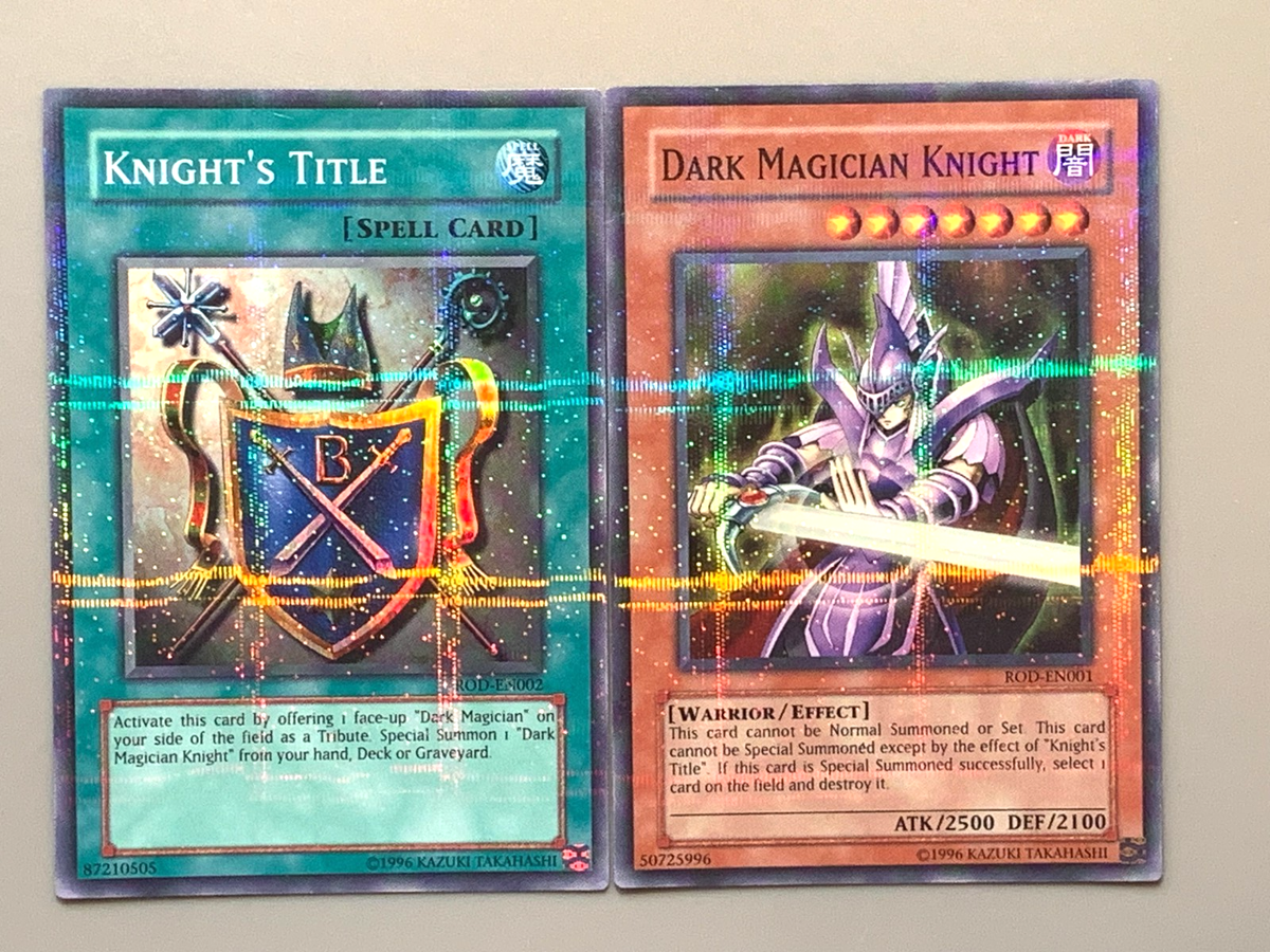 yugioh Dark Magician Knight & knights title ROD-EN001 & ROD-EN002 Super L  Played | eBay
