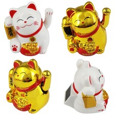 Glückskatze Mini Maneki-neko Kostbarkeit Solar 5cm Winkekatze Lucky cat