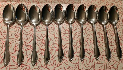 CHANSON 10 Oval Soup Spoons Gorham Stegor Stainless Steel USA Flatware 6 3/8''
