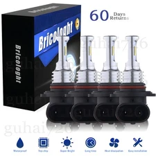 White 9005+9006 Combo LED Headlight Kits 120W High/Low Beam Bulbs 6500K